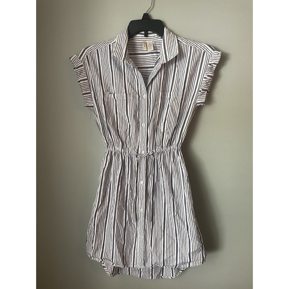 Japna Blue Stripes Shirt Dress Womens Size Small Long Sleeves Cotton‎ Vacation